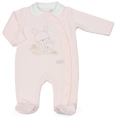 N14625: Baby Girls Embossed Velour All In One (0-9 Months)